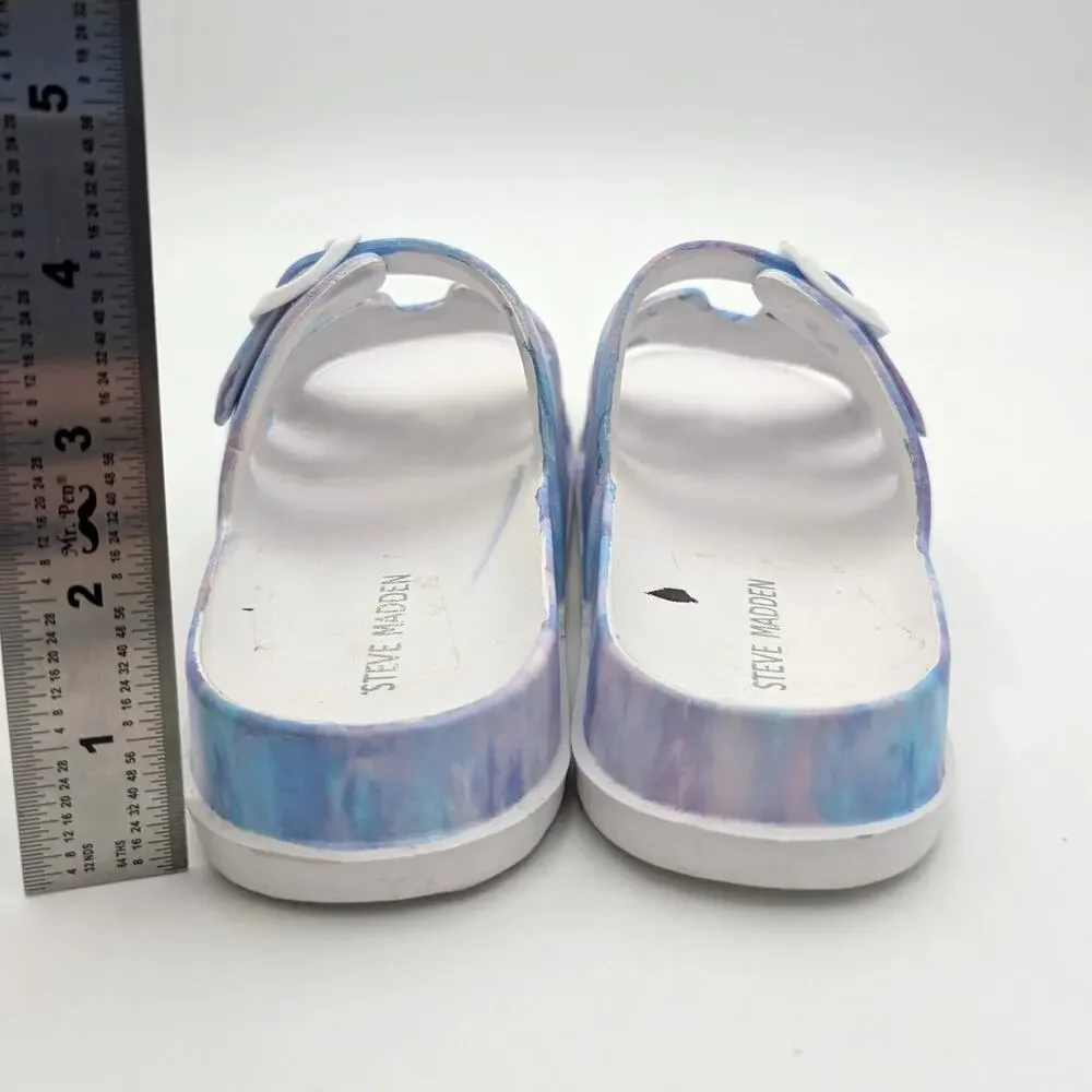 Steve Madden Girls' Spirit Buckle Slide Sandals Multicolor Size US4.5 Big Kid